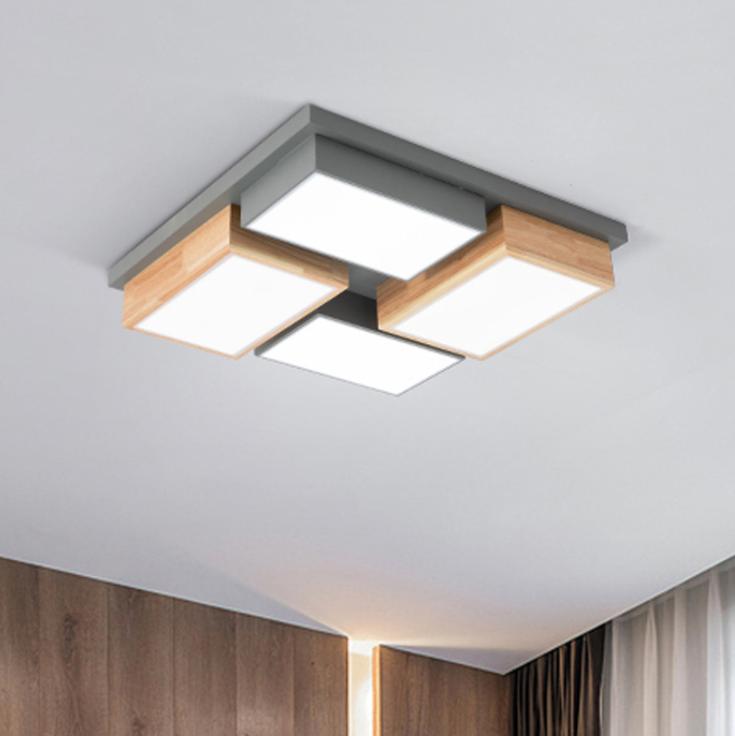 LED Modern Wood Combination Ceiling Light