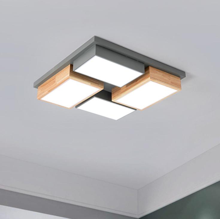 LED Modern Wood Combination Ceiling Light