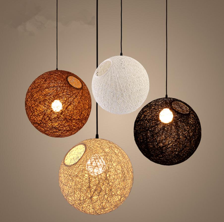 LED Bamboo Rattan Ball Pendant Light