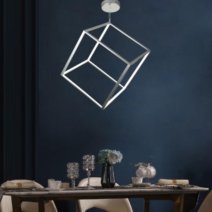 LED Cubic Frame Modern Pendant Light