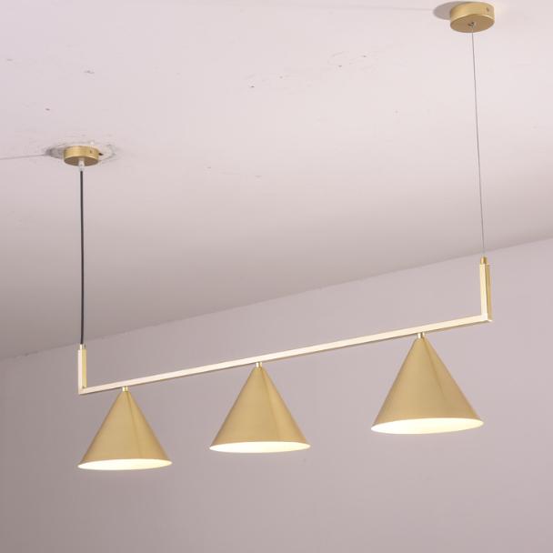 LED Triple Brass Pendant Lights Set