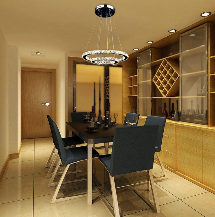 Crystal LED Stainless Steel Chandelier